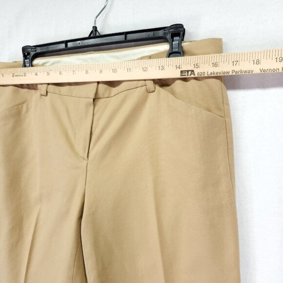 Theory Dress Pants Womens 10 Beige Flare Leg Stretch With Pockets - Picture 3 of 14